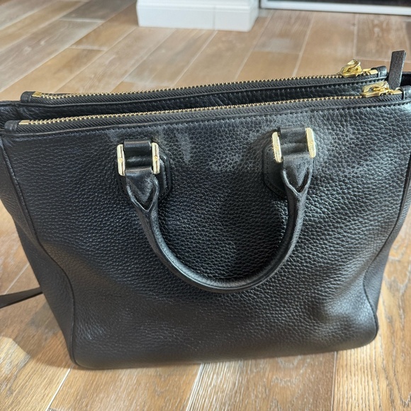 Tory Burch Black Leather Robinson Double Zip Tote - Picture 2 of 7